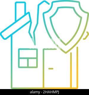 Earthquake home insurance gradient linear vector icon Stock Vector