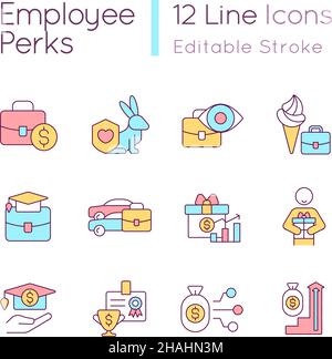Non-wage offerings for workers RGB color icons set Stock Vector