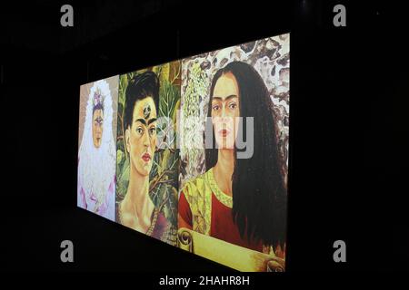 Naples, Italy. 12th Dec, 2021. General view of 'Frida Kahlo - Il Caos dentro' exhibition on the life and works of the Mexican artist at Palazzo Fondi in Naples. (Photo by Salvatore Esposito/Pacific Press) Credit: Pacific Press Media Production Corp./Alamy Live News Stock Photo