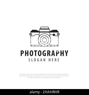 Modern line style Photography Camera logo template. Icon vector illustration Stock Vector