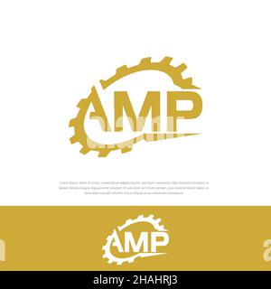 Gear AMP logo abstract illustration Vector template, symbol, icon Stock Vector