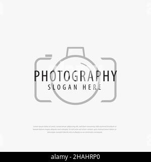 Line style shadow photography camera logo.Icon vector illustration Stock Vector