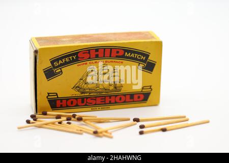 Ship Safety matches for household use. Made in Sweden. Keep away from children. Stock Photo