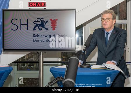 Digitale Pressekonferenz im Wirtschaftsministerium in Kiel zum Thema Funknetzabdeckung. Wirtschaftsminister Dr. Bernd Buchholz zieht Zwischenbilanz Stock Photo