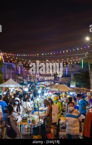 Pattaya Thailand, Naklua night market with lots of street food, local Thai market with people selling food Naklua Night Market. Pattaya Stock Photo