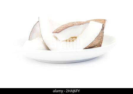 Chopped coconut isolated on a white cutout Stock Photo