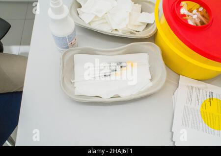 The vaccination center against covid-19 in the Westfield Chodov shopping centre, Prague, Czech Republic, December 13, 2021.   (CTK Photo/Libor Sojka) Stock Photo