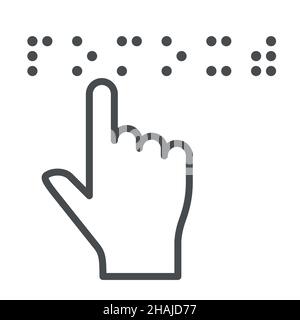 Finger touches word Help by braille font for blind people Stock Vector