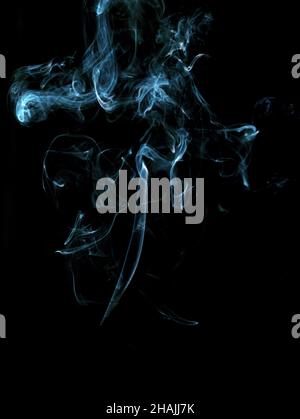 Blue smoke background on black. Stock Photo