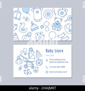 Baby store discount card outline design template. Stock Vector