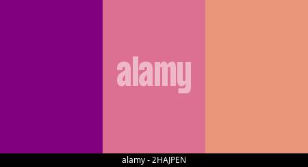 The top colors for the 2022 year. Calming Coral, Velvet Violet, Pacific Pink. Year color concept. Vector illustration Stock Vector