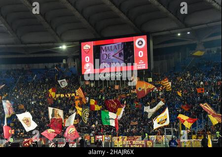 Rome, Italy. 13th Dec, 2021. Supporters AS Roma during the Italian Football Championship League A 2021/2022 match between AS Roma vs Spezia Calcio at the Olimpic Stadium in Rome on 13 December 2021. Credit: Independent Photo Agency/Alamy Live News Stock Photo