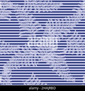 Purple botanical very peri color of the year seamless pattern texture. Colorful trend tone on tone linen texture. Foliage floral fabric effect Stock Vector