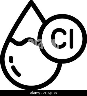 Drop water containing chlorine line icon. Simple outline style. Chloride, antiseptic, liquid, purification, molecule concept. Vector illustration isol Stock Vector