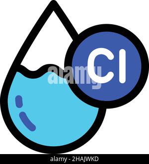 Drop water containing chlorine icon. Simple simple style. Chloride, antiseptic, liquid, purification, molecule concept. Vector color illustration isol Stock Vector