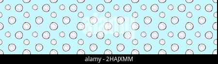 Big banner with seamless pattern of half coconuts isolated on blue background Stock Photo