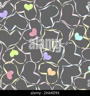 pattern hearts multicolored on gray background Stock Vector
