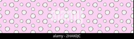 Seamless pattern big banner of half coconuts isolated on pink background Stock Photo