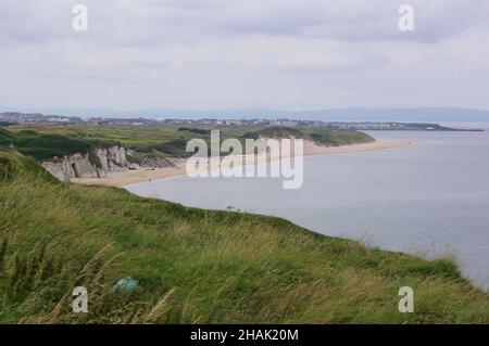 A panoramic view of the Whiterocks Beach in Portrush, Northern Ireland (UK) Stock Photo