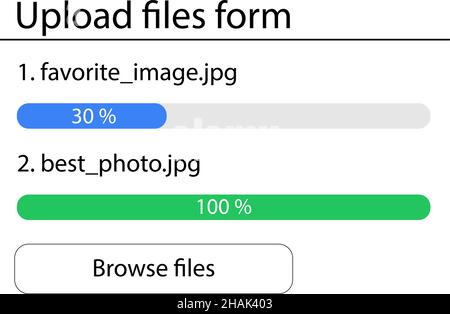 A form for uploading and sending files to the server. User interface for the website and application. Vector illustration. Stock Vector