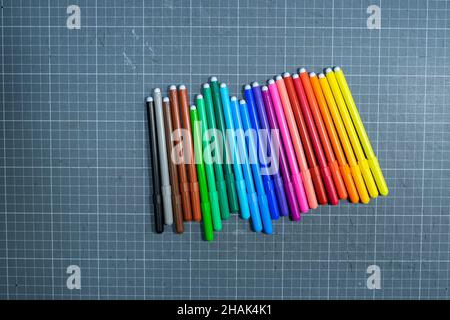 Colorful pens and pencils ready for some coloring Stock Photo