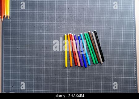 Colorful pens and pencils ready for some coloring Stock Photo