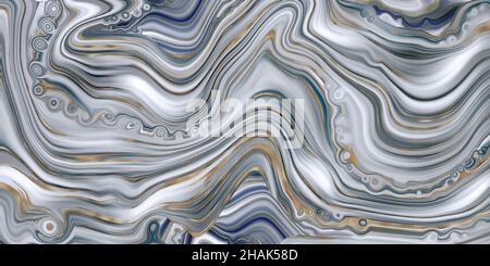 Abstract agate marble background in pastel blue, fake stone texture, trendy blue white marbling effect with gold veins, creative agate, artistic marble agate stone. Modern marbled surface Illustration Stock Photo