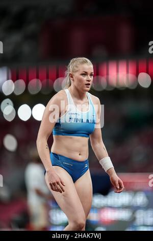 Wilma Murto participating in the Tokyo 2020 Olympics in the pole vault discipline. Stock Photo