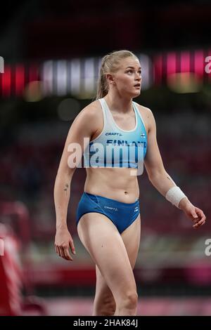 Wilma Murto participating in the Tokyo 2020 Olympics in the pole vault discipline. Stock Photo