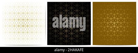 Set of geometric pattern circle overlapping luxury background ornamental with gold lines Stock Vector