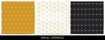 Set of abstract geometric pattern circle overlapping. Luxury of gold lines ornament background design Stock Vector