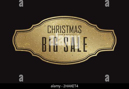 Flat design black background with christmas big sale advertisement banner in middle vector illustration Stock Vector