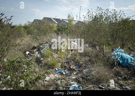 Brownfield land, site of former steel plant. Stock Photo