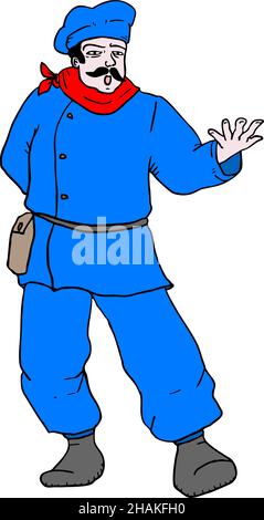 blue chef draw Stock Vector