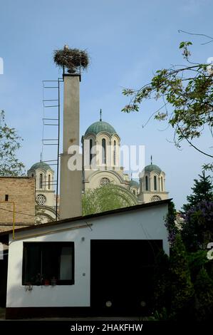 ADA, SERBIA - Apr 29, 2006: Ada Serbia On April 29, 2006, the Serbian Orthodox Church of the Ascension of the Lord, built in 1926, is located in the c Stock Photo