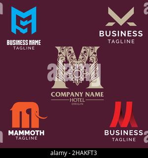 M letter based logo set vector volume 2 Stock Vector