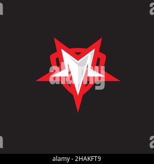 M star letter based logo in star shape. can be used as brand, company logo, tshirt print or any other purpose. Stock Vector