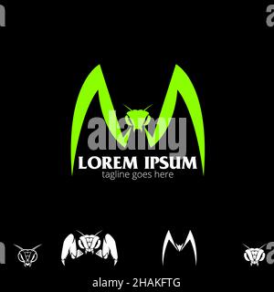 M letter based Mantis symbol for esport team, brand, design element or any other purpose. Stock Vector