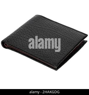 Black wallet isolated on white. Leather with a stunning textured grai. Stock Photo