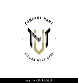 Lettering monogram MV or MU logo design vector, initial name of MV or MU vector illustration design Stock Vector
