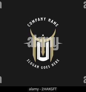 initial MU monogram logo design, MU letter name monogram logotype illustration Stock Vector