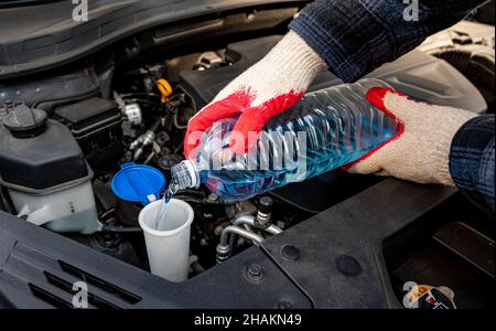 Filling the windshield washer fluid on a car Stock Photo - Alamy
