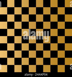 Black and gold squares seamless pattern.Checkered flag. Vector illustration. Stock Vector