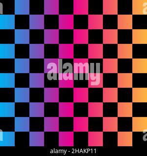 Black and rainbow squares seamless pattern.Checkered flag. Vector illustration. Stock Vector