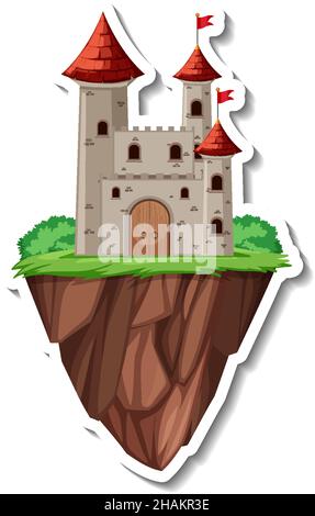 Stone castle and fortress cartoon sticker illustration Stock Vector