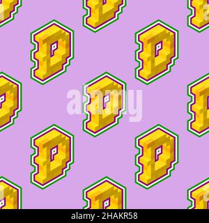 Isometric pattern from letter D - sign on a lilac background. For web page decoration and design and printing. Vector illustration. Stock Vector