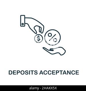 Deposits Acceptance icon. Line element from banking operations collection. Linear Deposits Acceptance icon sign for web design, infographics and more. Stock Vector