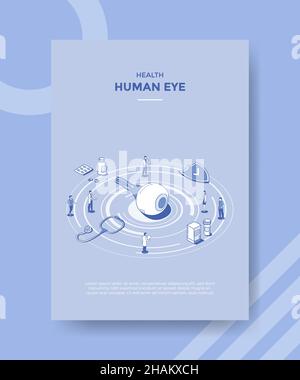 human eye health concept for template banner and flyer with isometric outline style vector illustration Stock Photo