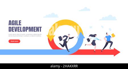 Agile development methodology business concept flat style design vector illustration isolated on white background. Stock Vector