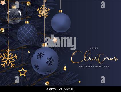 Merry Christmas banner or party invitation background .Merry Christmas vector text Calligraphic Lettering Vector illustration. Editable Eps 10 Stock Vector